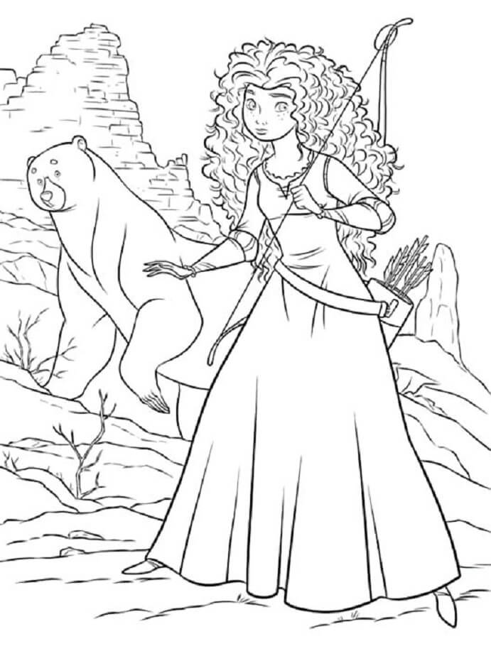 ระบายสี เมอริดาถือธนูและหมี