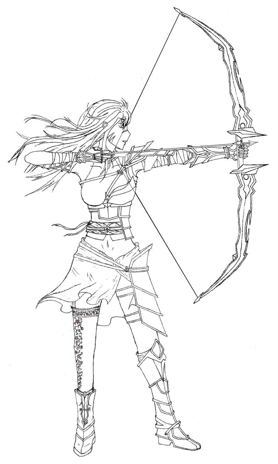 ระบายสี นักธนูหญิง