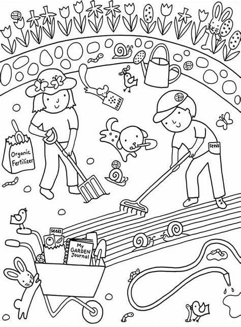 ระบายสี Free Print Garden Outline