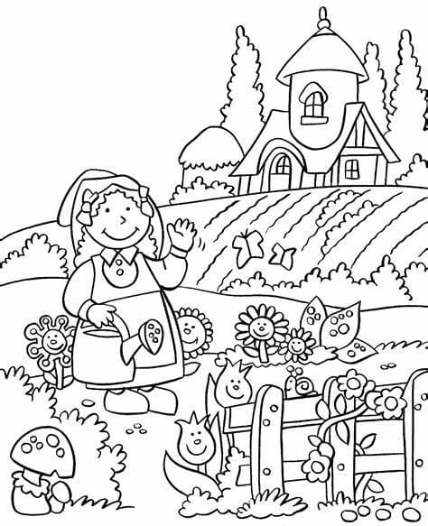 ระบายสี Printable Garden Image