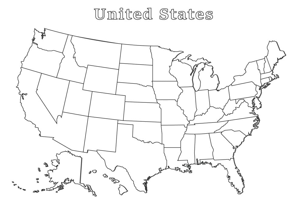 ระบายสี แผนที่สหรัฐอเมริกาพิมพ์