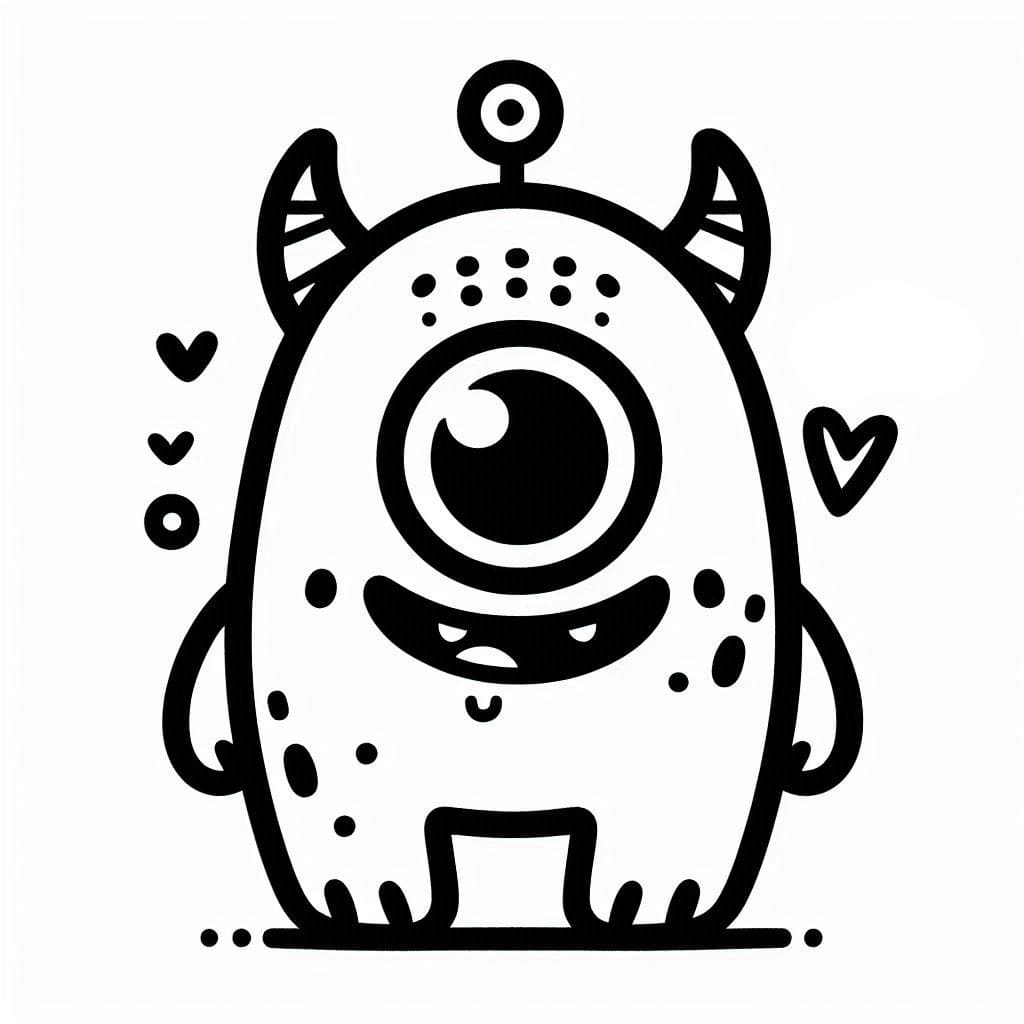 ระบายสี สัตว์ประหลาดน่ารักเรียบง่าย