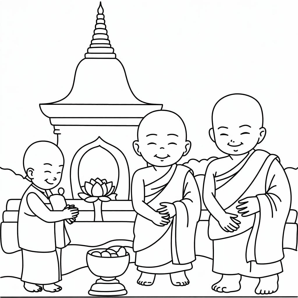 ระบายสี ภาพวันมาฆบูชา