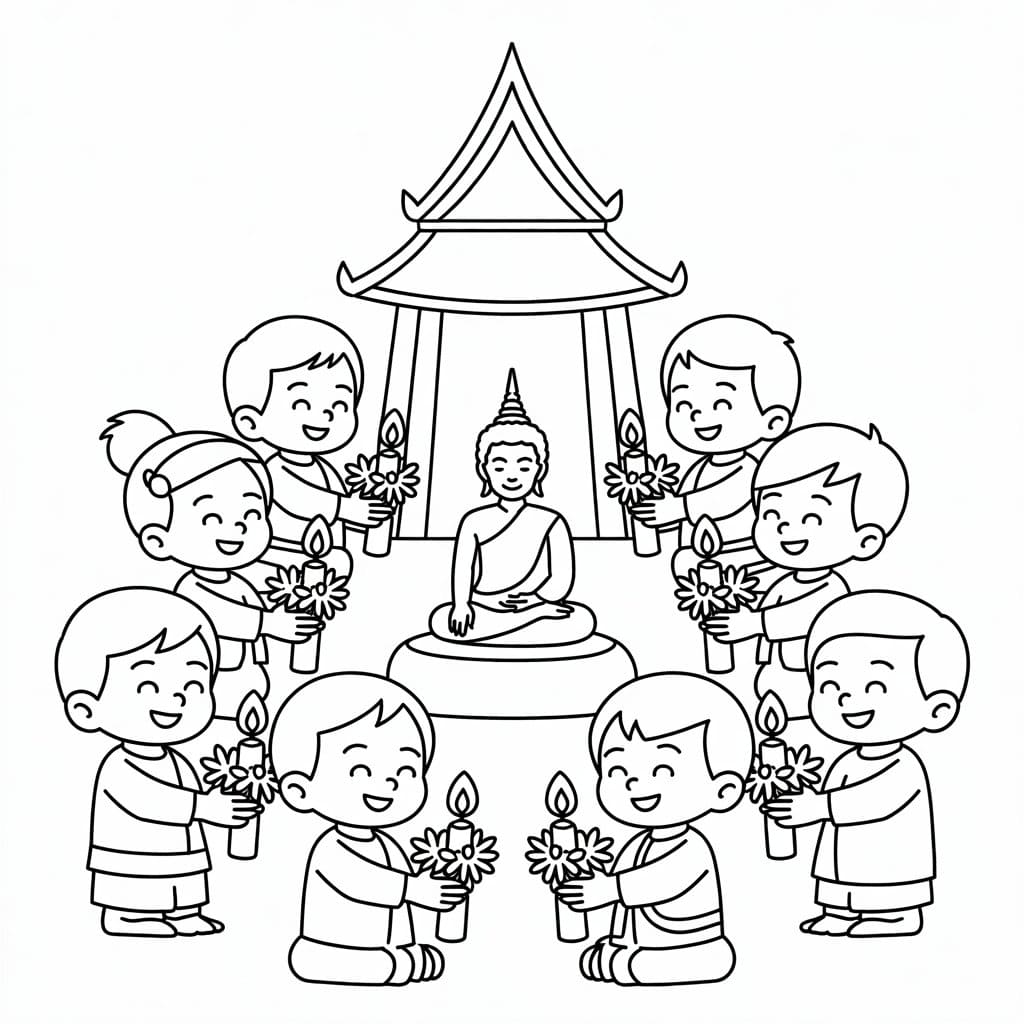 ระบายสี รูปวันมาฆบูชา