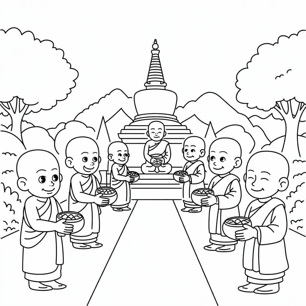 ระบายสี วันมาฆบูชา ฟรีสำหรับเด็ก