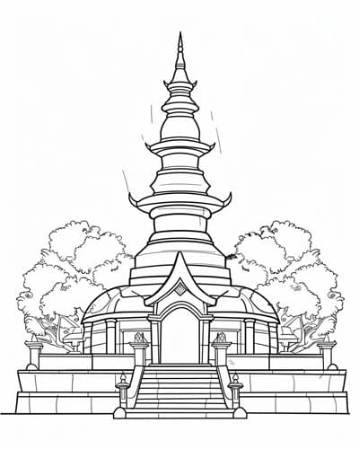 ระบายสี ภาพวันเข้าพรรษา