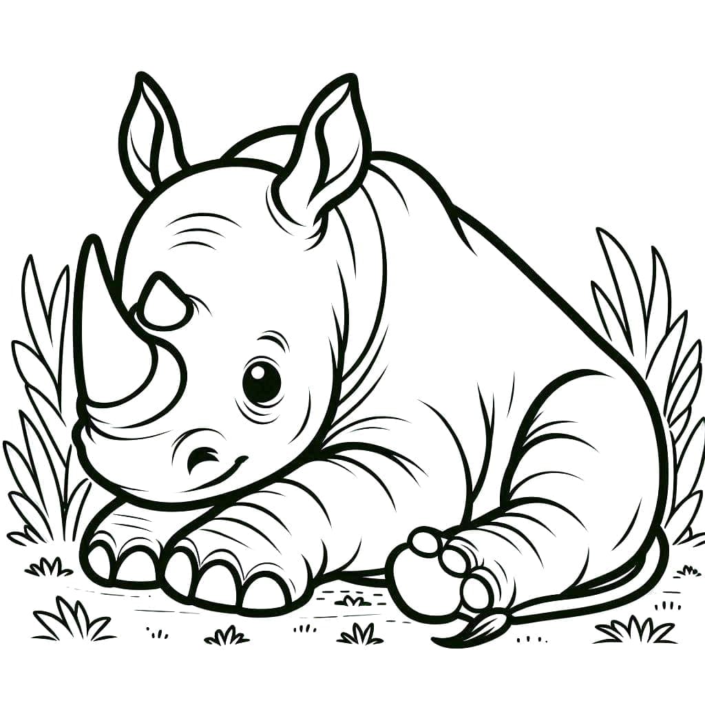 ระบายสี แรดกำลังนั่ง