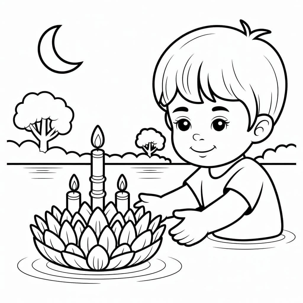 ระบายสี วันลอยกระทงสำหรับเด็กฟรี