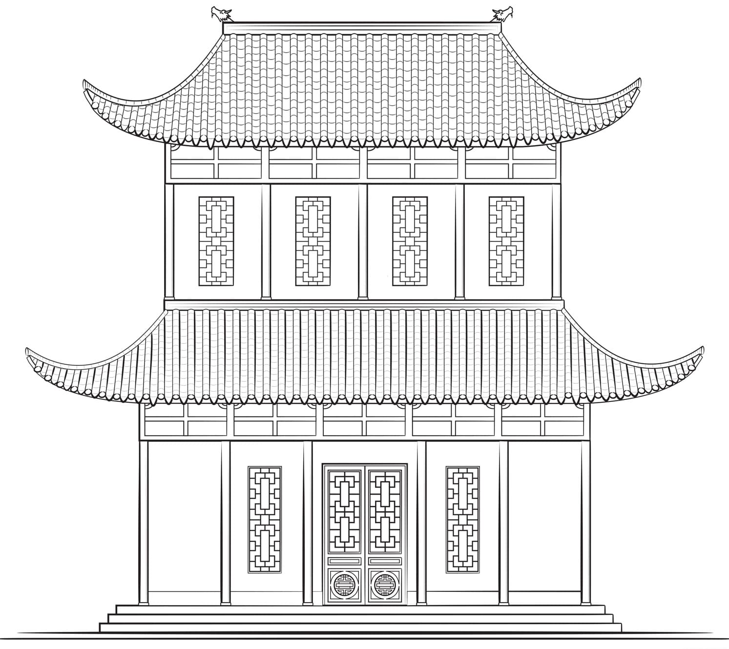 ระบายสี เจดีย์จีนฟรี