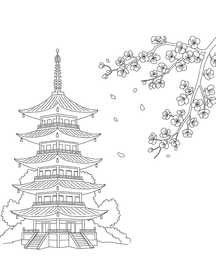 ระบายสี โครงร่างของพระเจดีย์