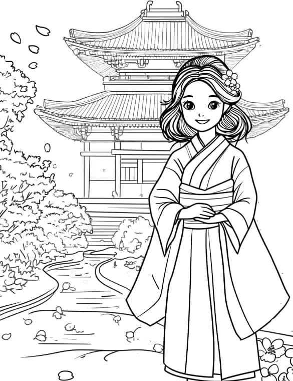 ระบายสี สาวน้อยในเจดีย์