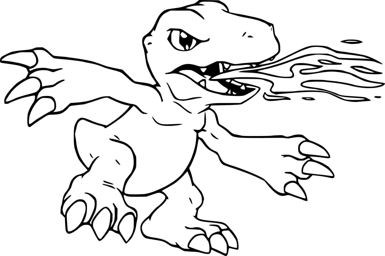 ระบายสี อากุมอนพ่นไฟ