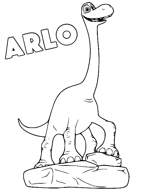 ระบายสี อาร์โล อะพาโตซอรัส ยืนอยู่บนหิน