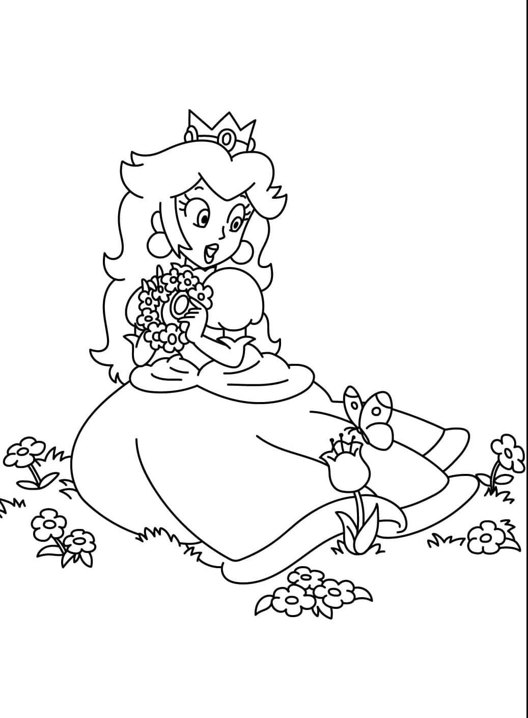 ระบายสี เจ้าหญิงพีชเก็บดอกไม้