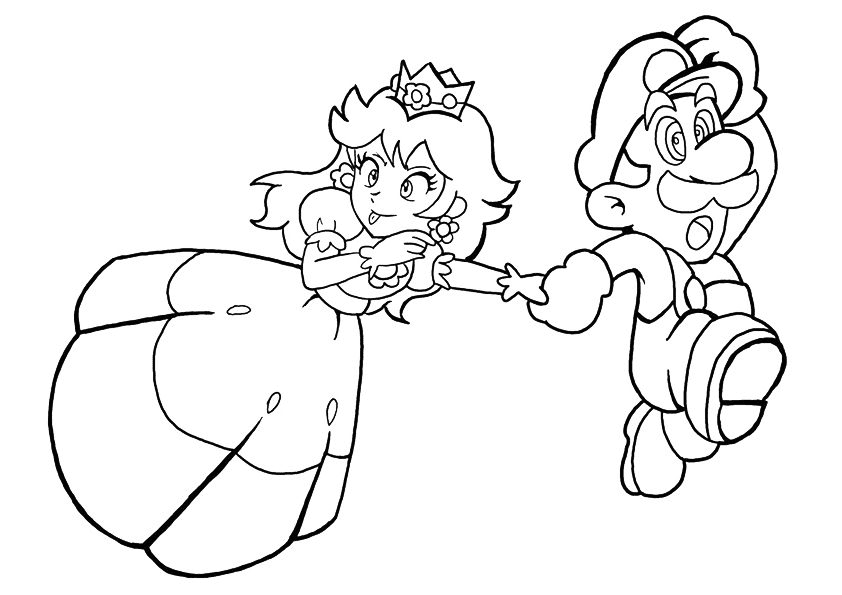 ระบายสี เจ้าหญิงพีชและมาริโอกำลังวิ่ง