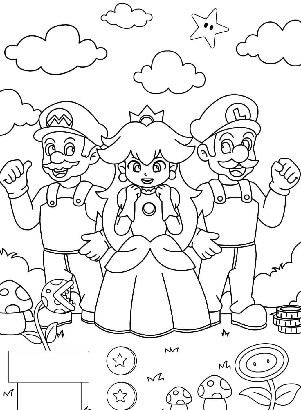 ระบายสี เจ้าหญิงพีช มาริโอ และลุยจิ