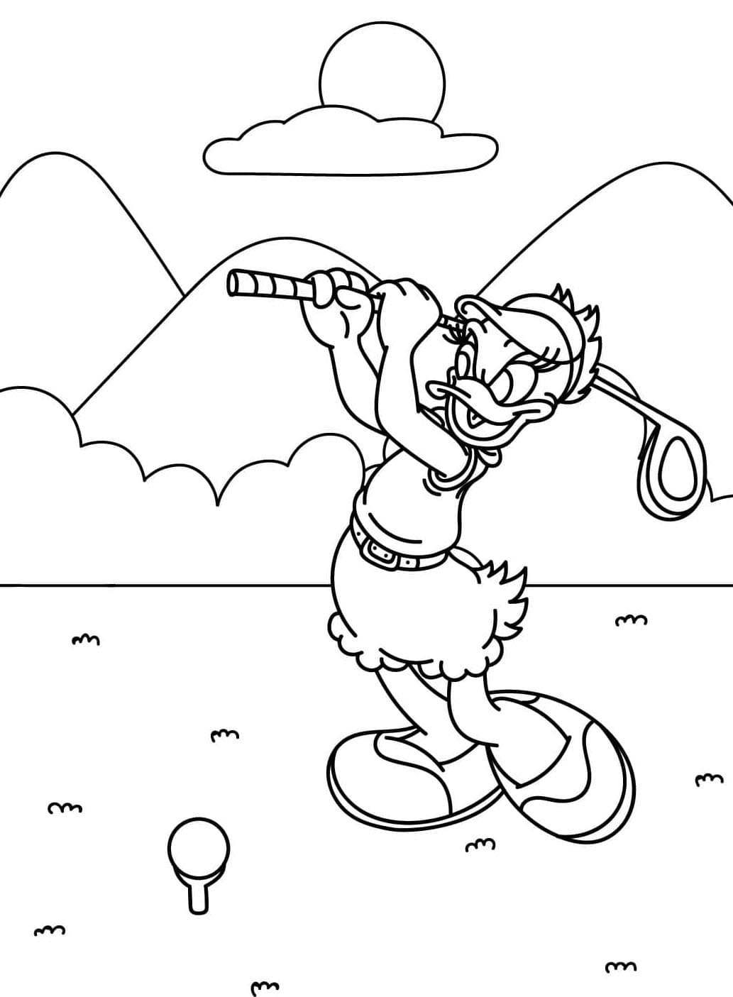 ระบายสี เดซี่ดั๊กกำลังเล่นกอล์ฟ