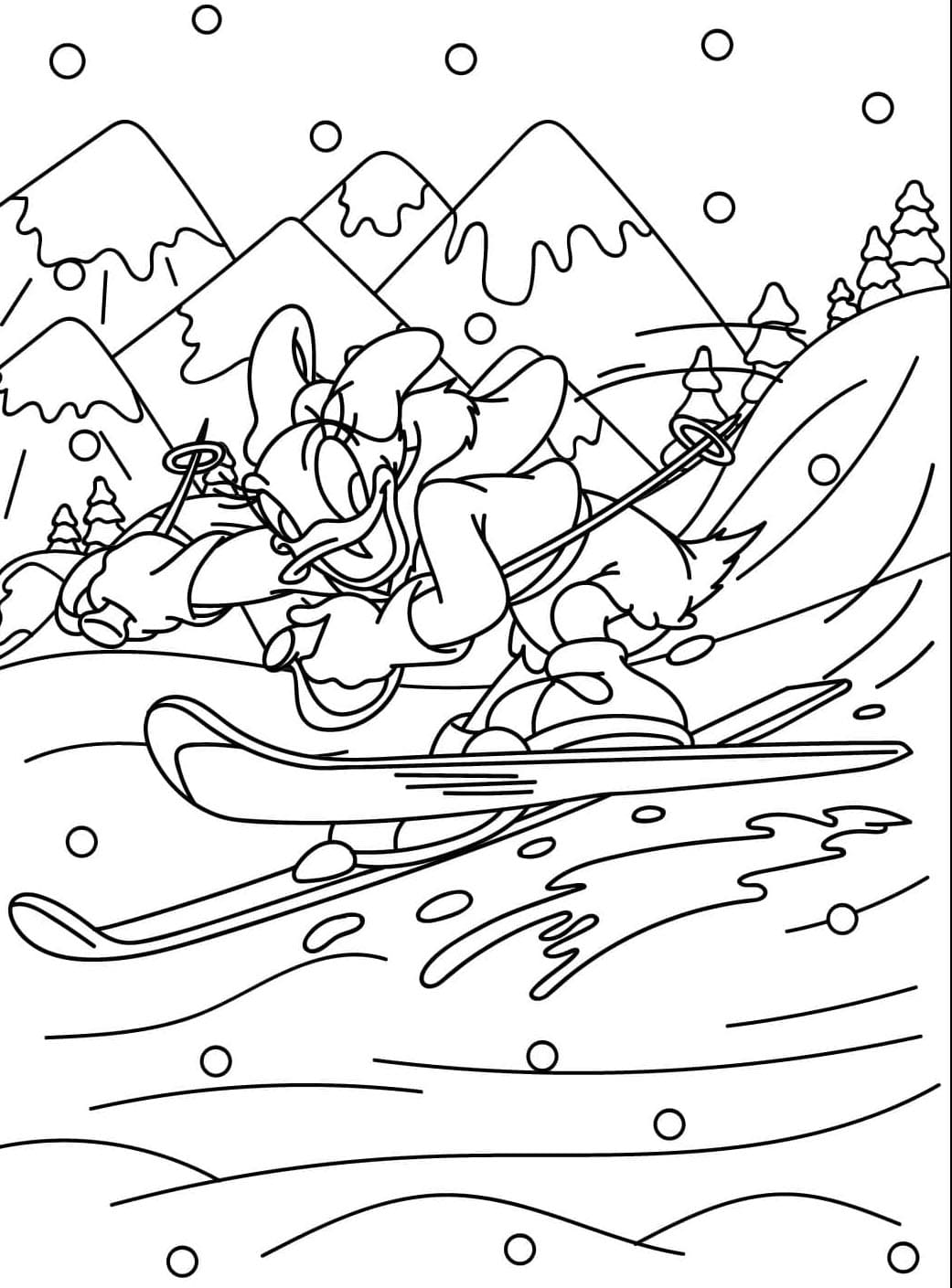 ระบายสี เดซี่ดั๊กเล่นสกี