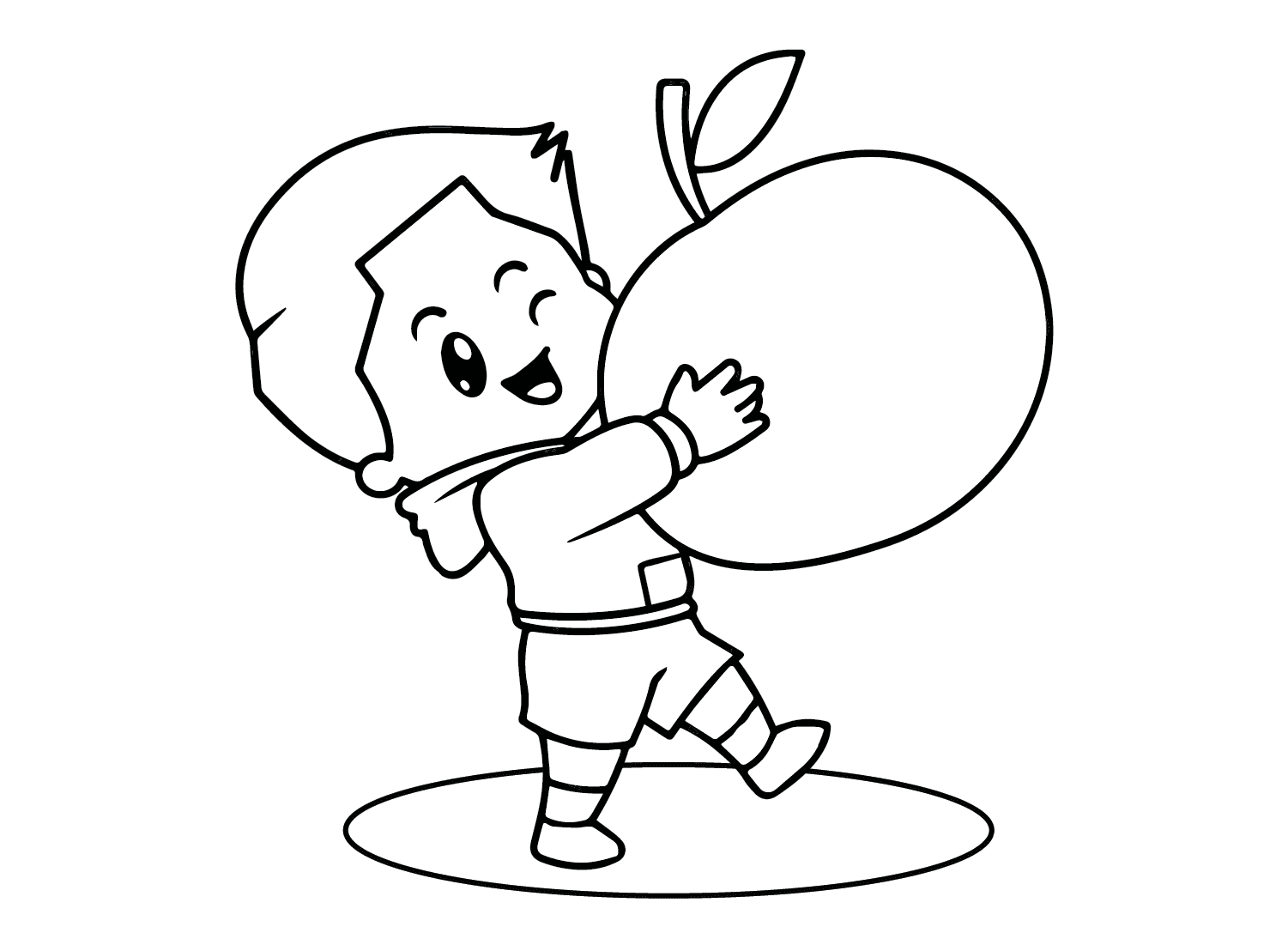 ระบายสี เด็กชายถือส้ม