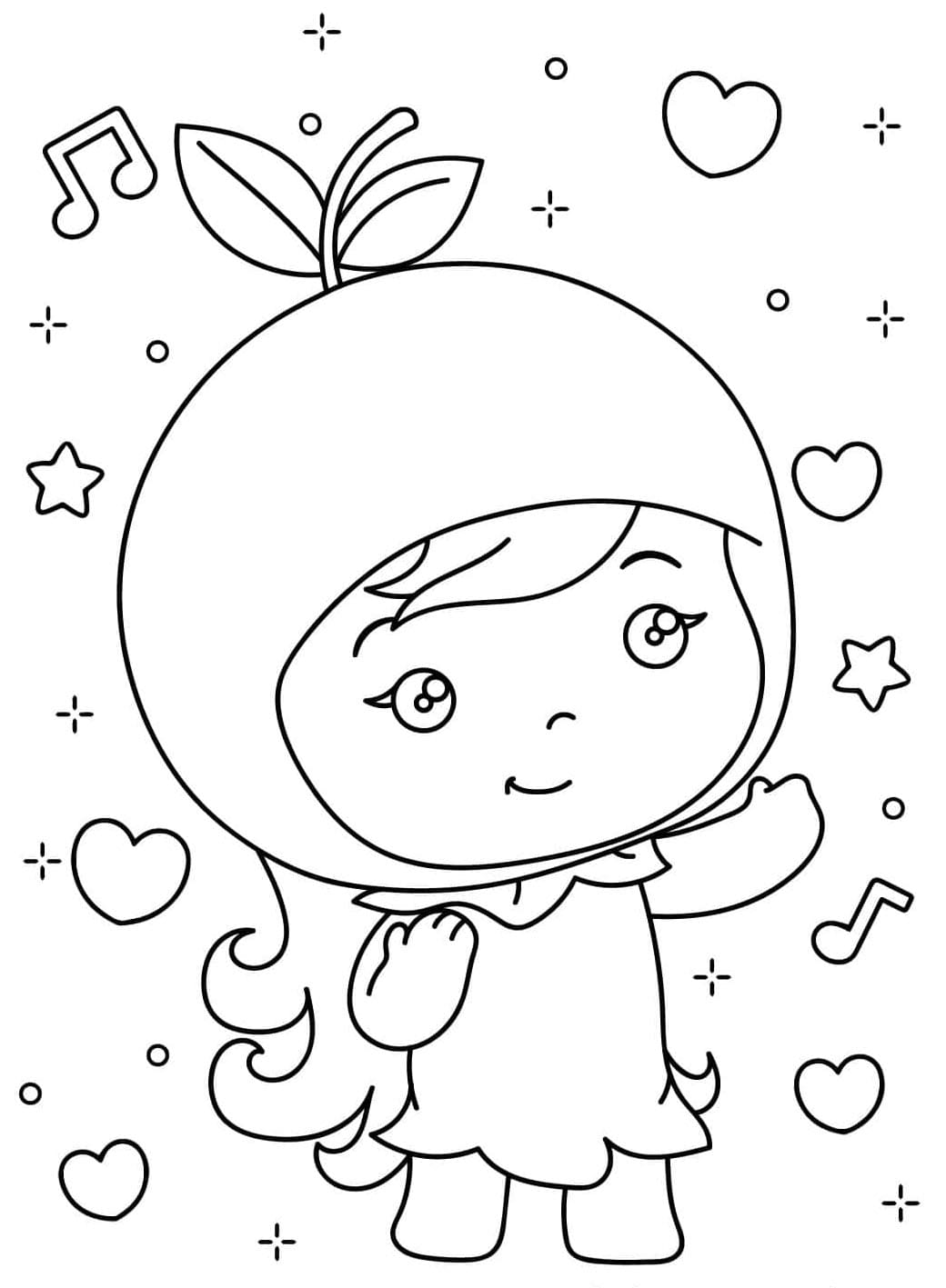 ระบายสี เด็กหญิงตัวน้อยแต่งตัวเป็นสีส้ม