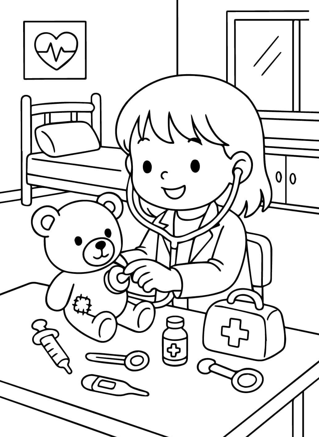 ระบายสี เด็กเรียนรู้ที่จะเป็นหมอ