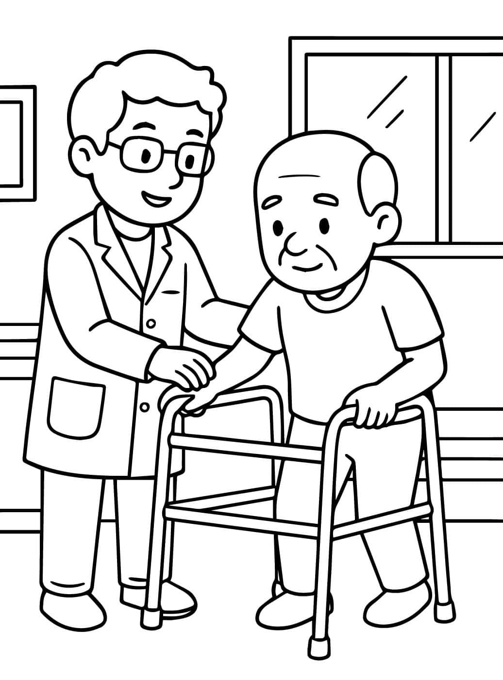 ระบายสี หมอและชายชรา