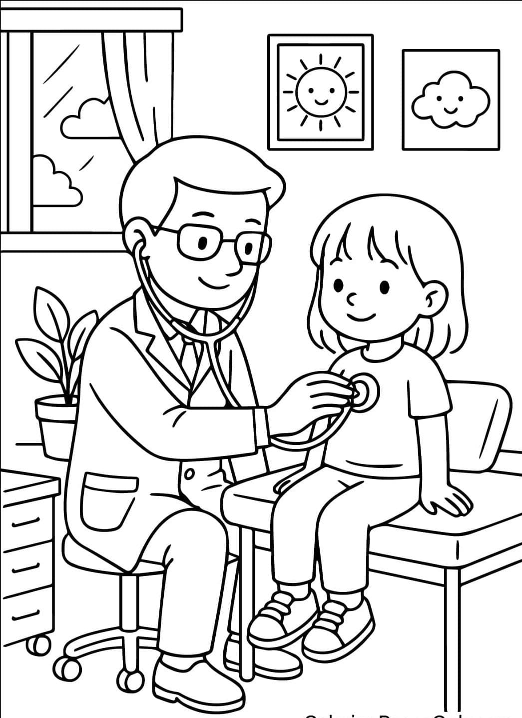 ระบายสี หมอและเด็กหญิงตัวน้อย