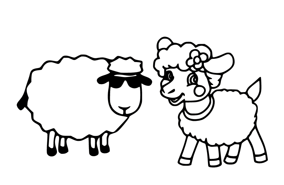 ระบายสี แกะใส่แว่นกันแดด