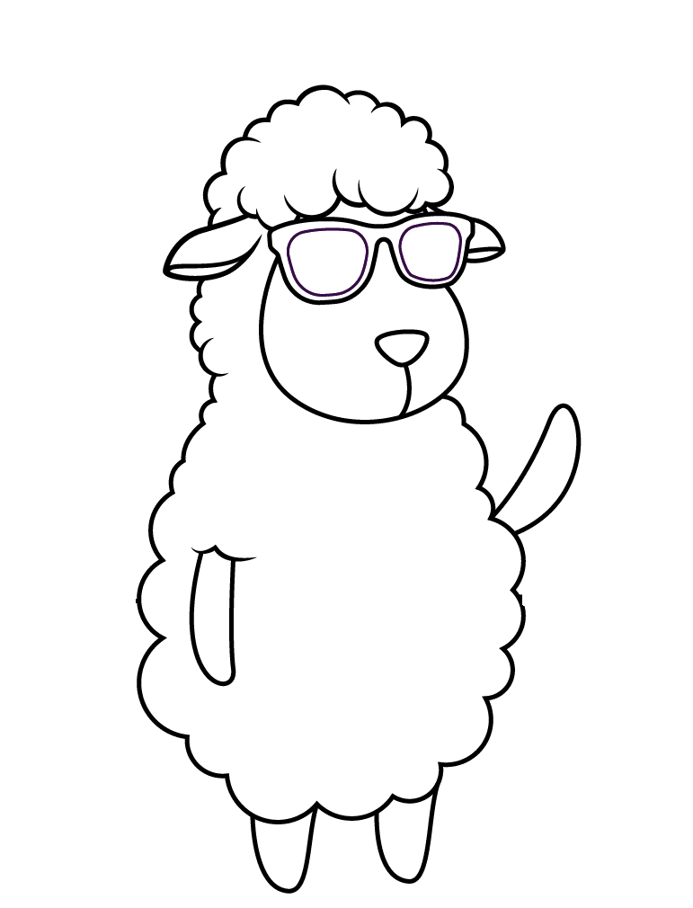 ระบายสี แกะสวมแว่นตา