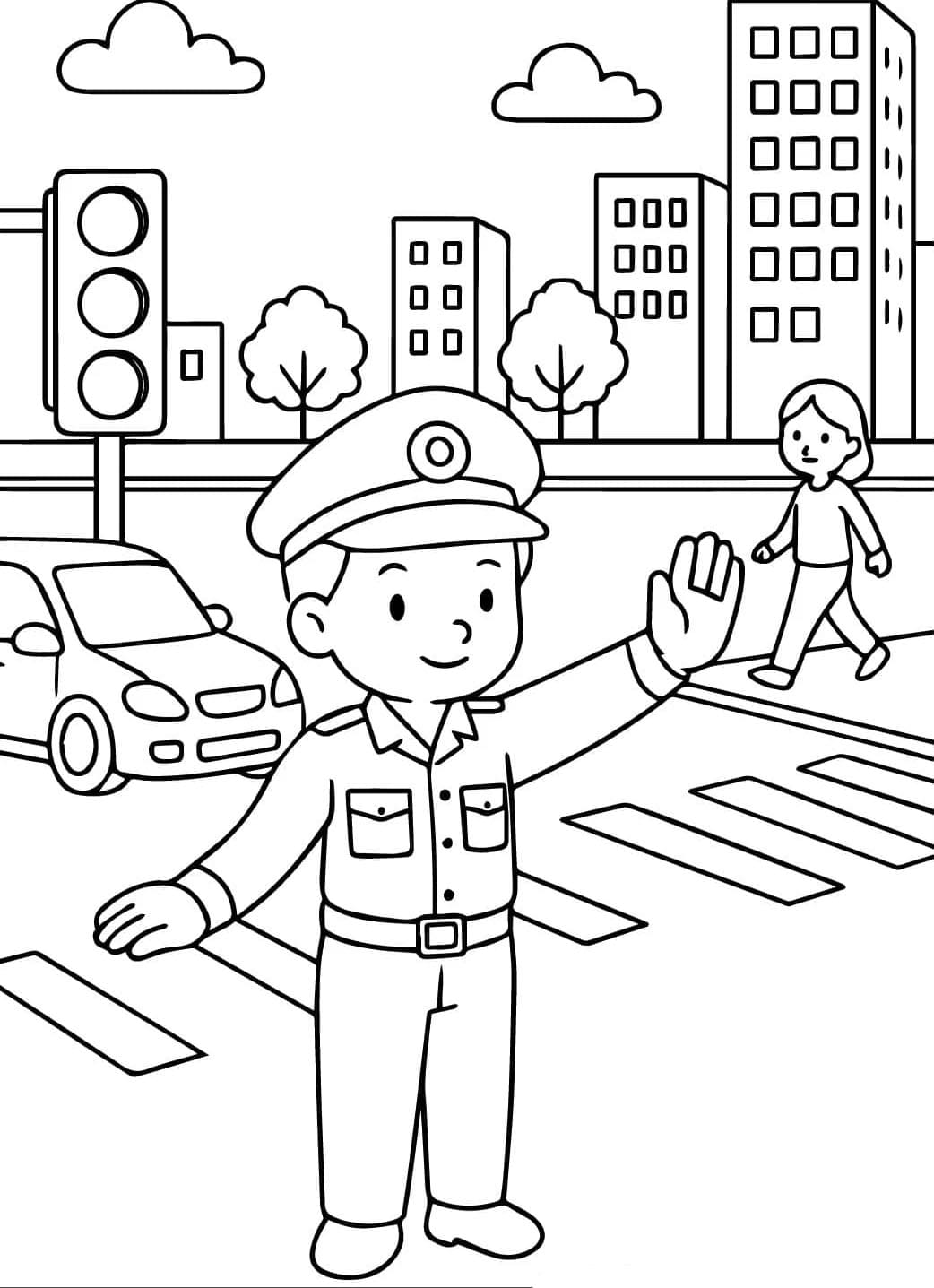 ระบายสี การจราจรของตำรวจ