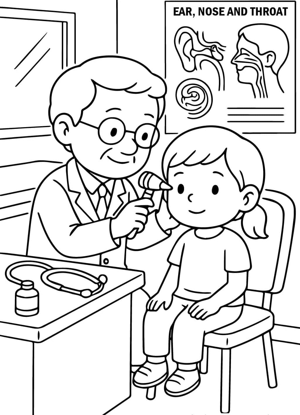 ระบายสี การตรวจหู คอ จมูก เด็ก