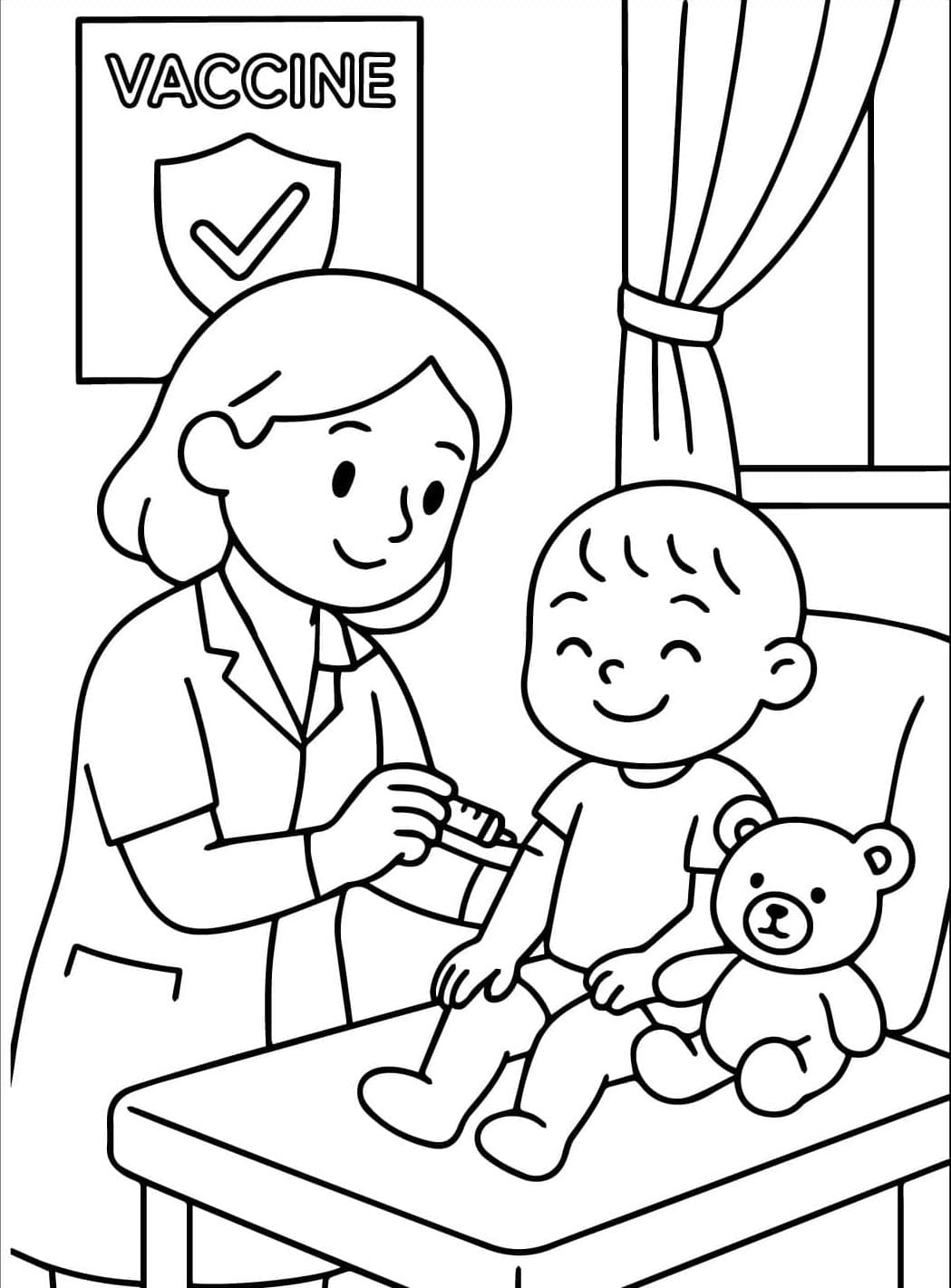 ระบายสี คุณหมอและลูกน้อย