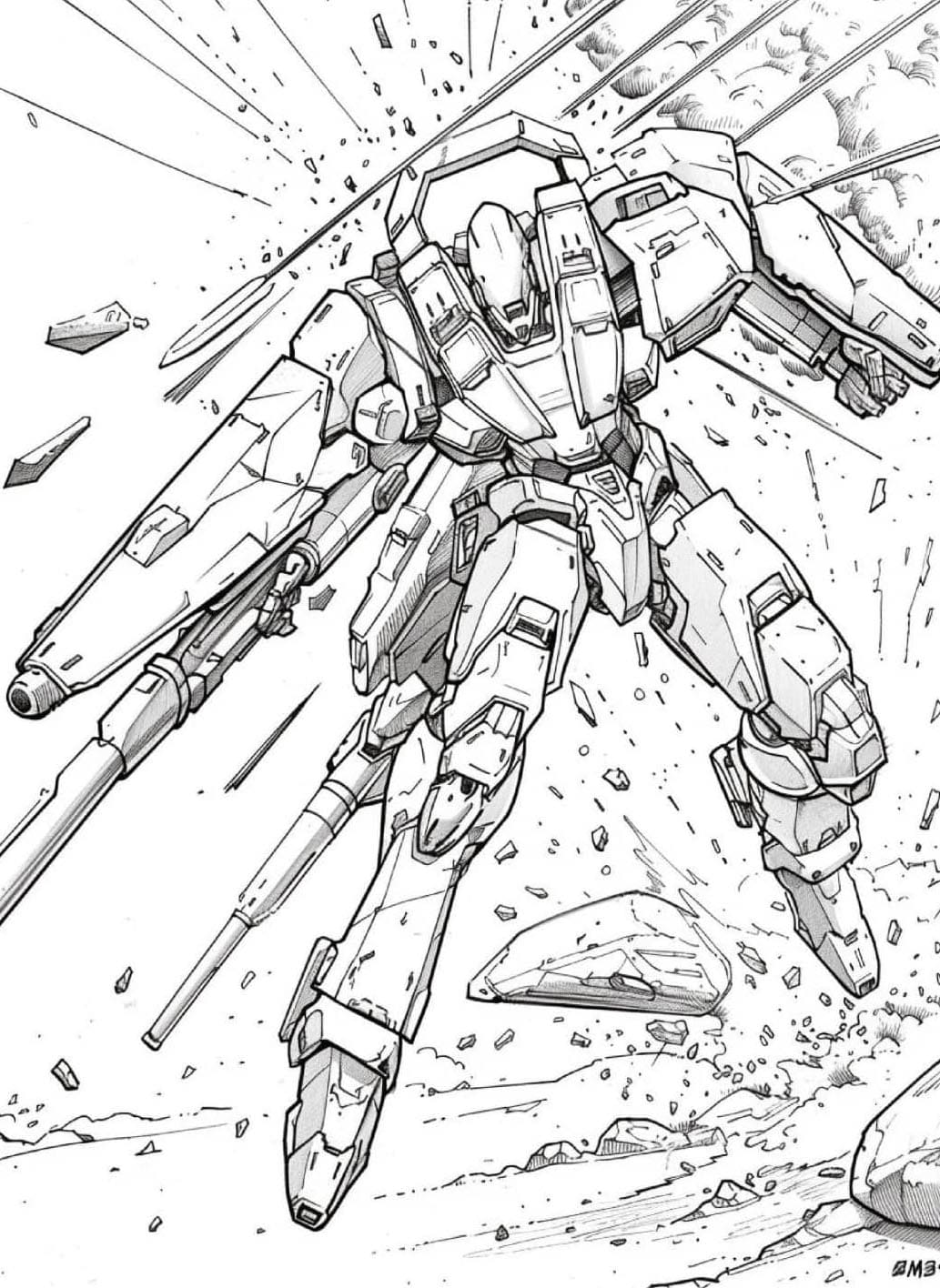 ระบายสี ลายเส้นกันดั้ม