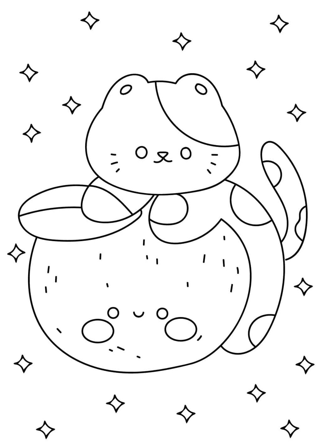 ระบายสี แมวน่ารักและส้ม