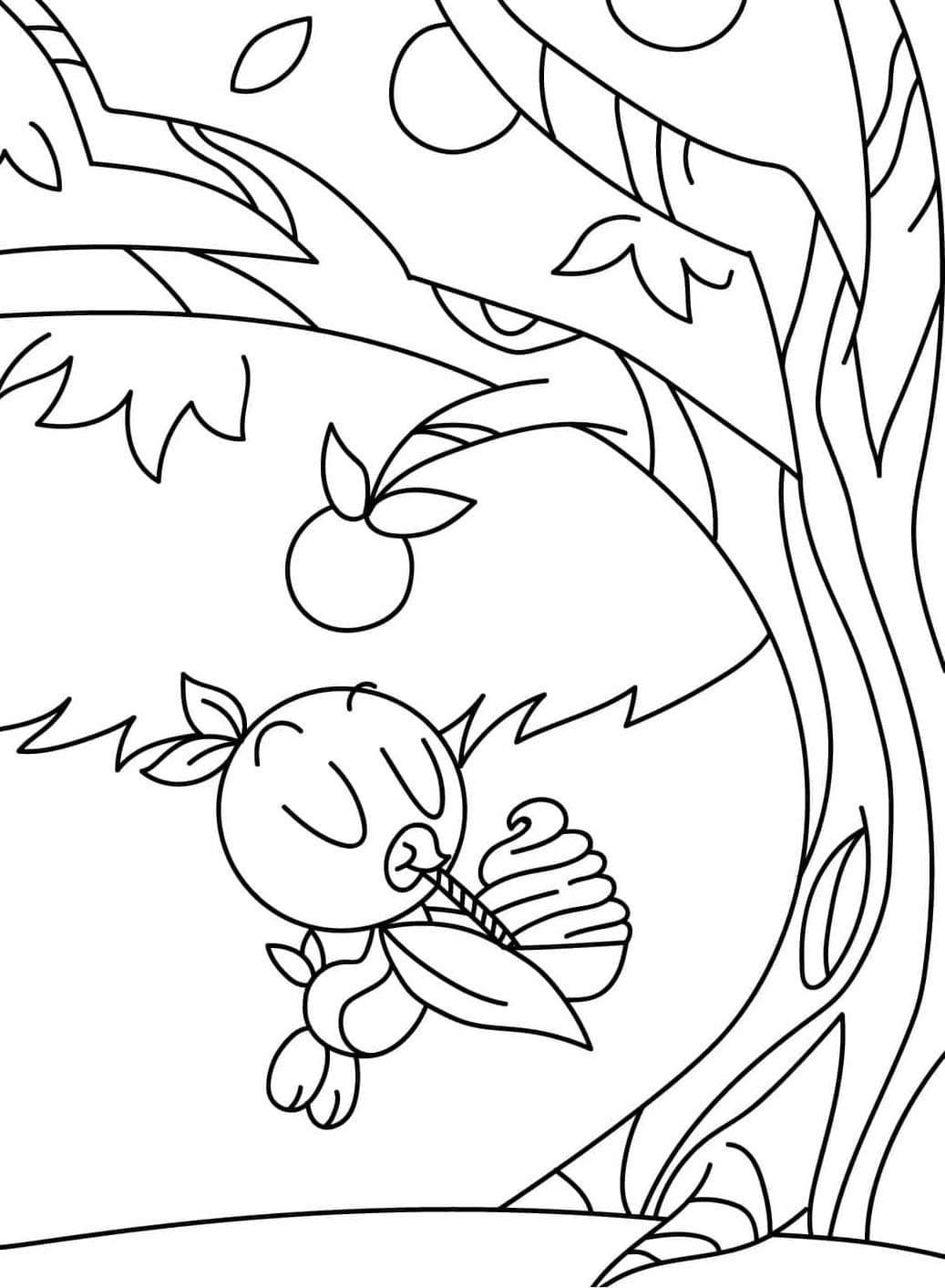 ระบายสี นกสีส้ม