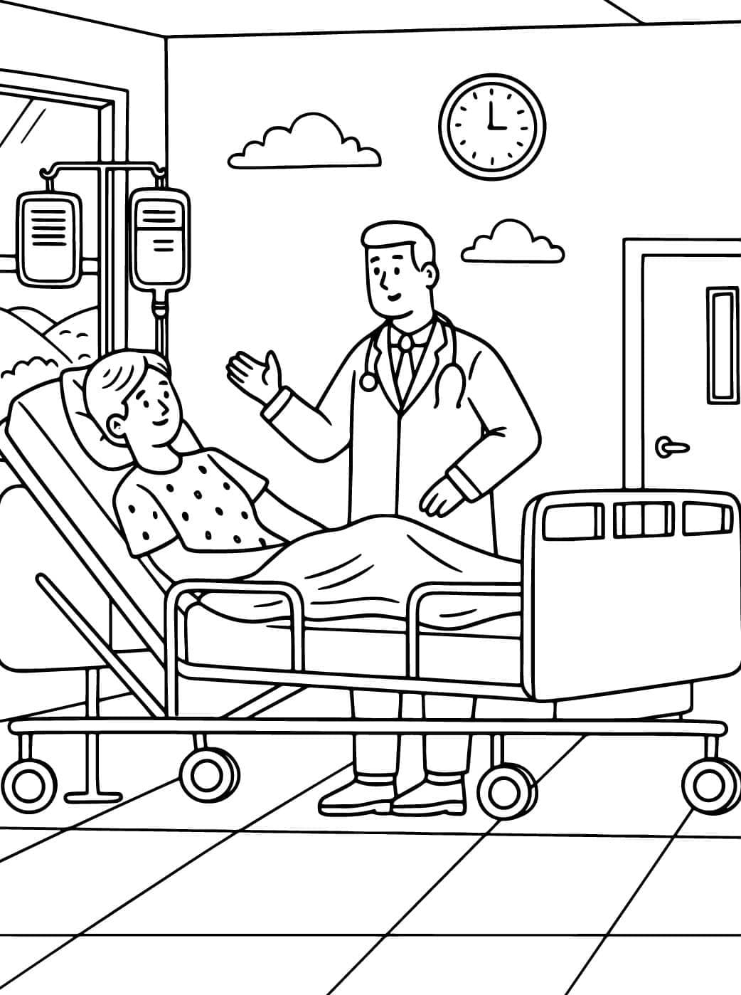 ระบายสี แพทย์และคนไข้