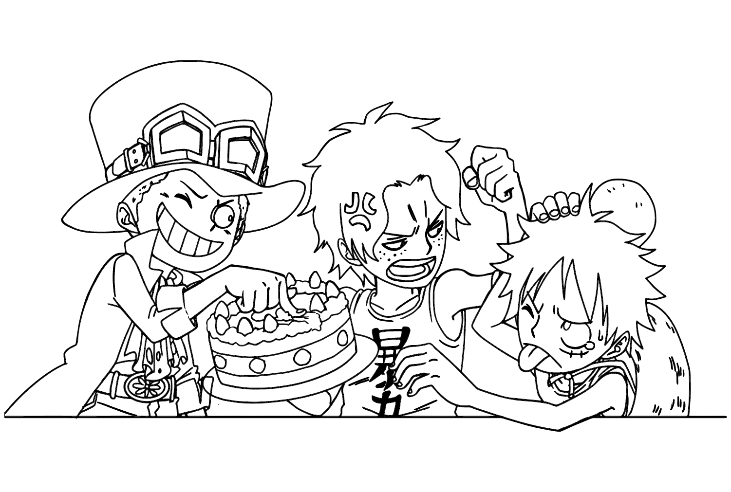 ระบายสี ซาโบ เอส และลูฟี่