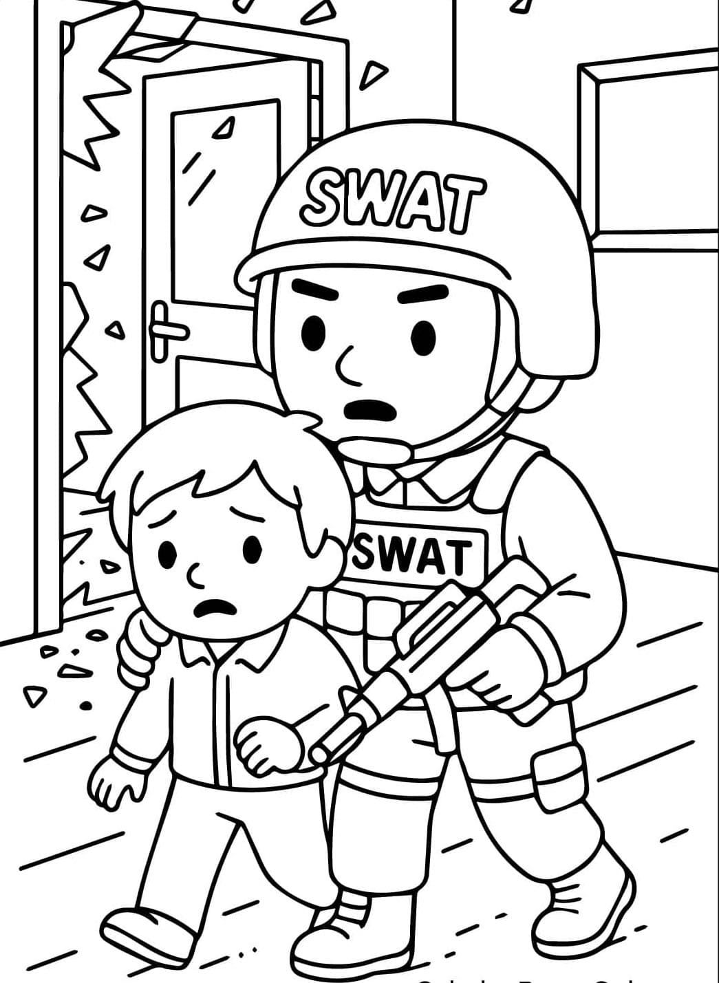 ระบายสี ตำรวจช่วยเหลือเด็กๆ