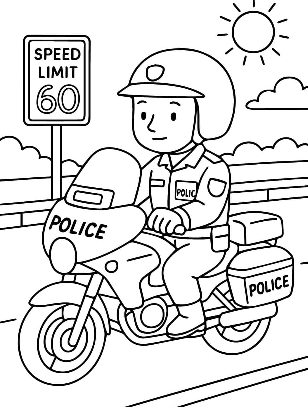 ระบายสี ตำรวจขี่มอเตอร์ไซค์