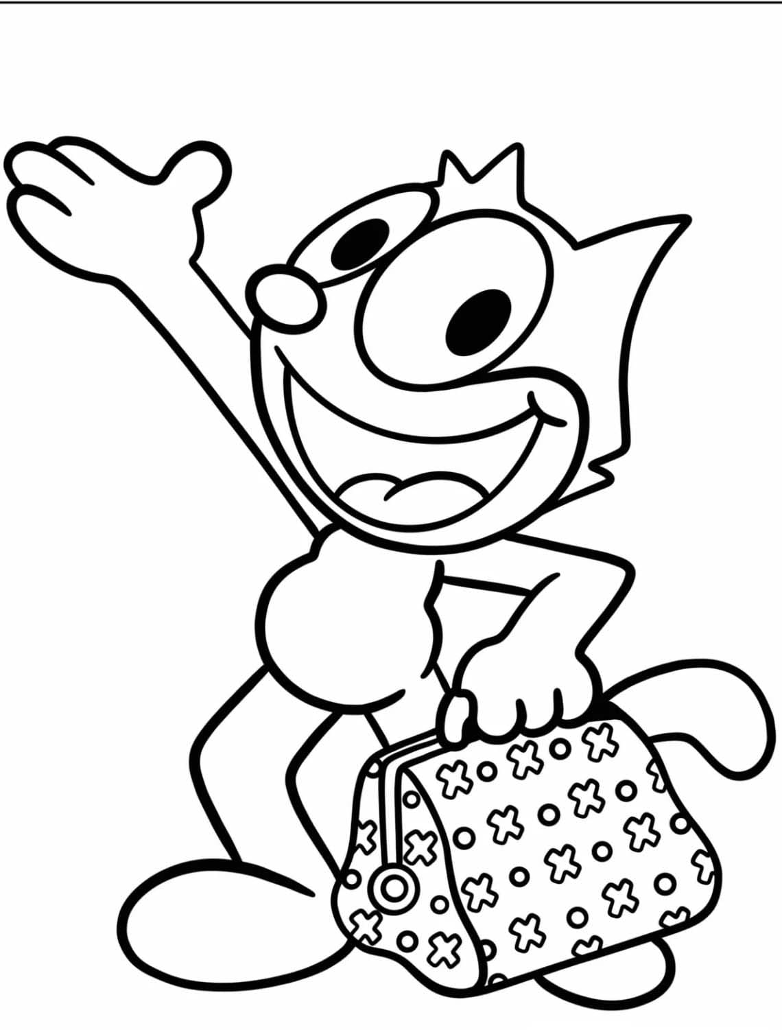 ระบายสี เฟลิกซ์แมวถือกระเป๋า