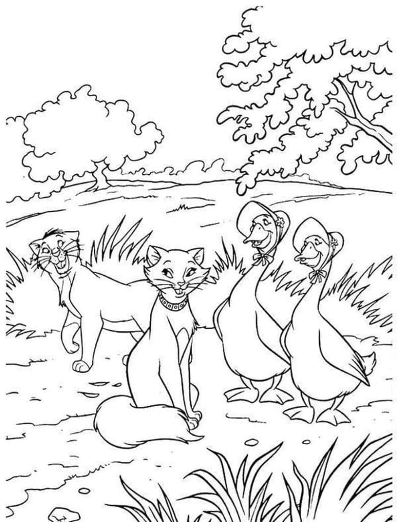 ระบายสี แมวอริสโตแคทส์ สำหรับเด็ก