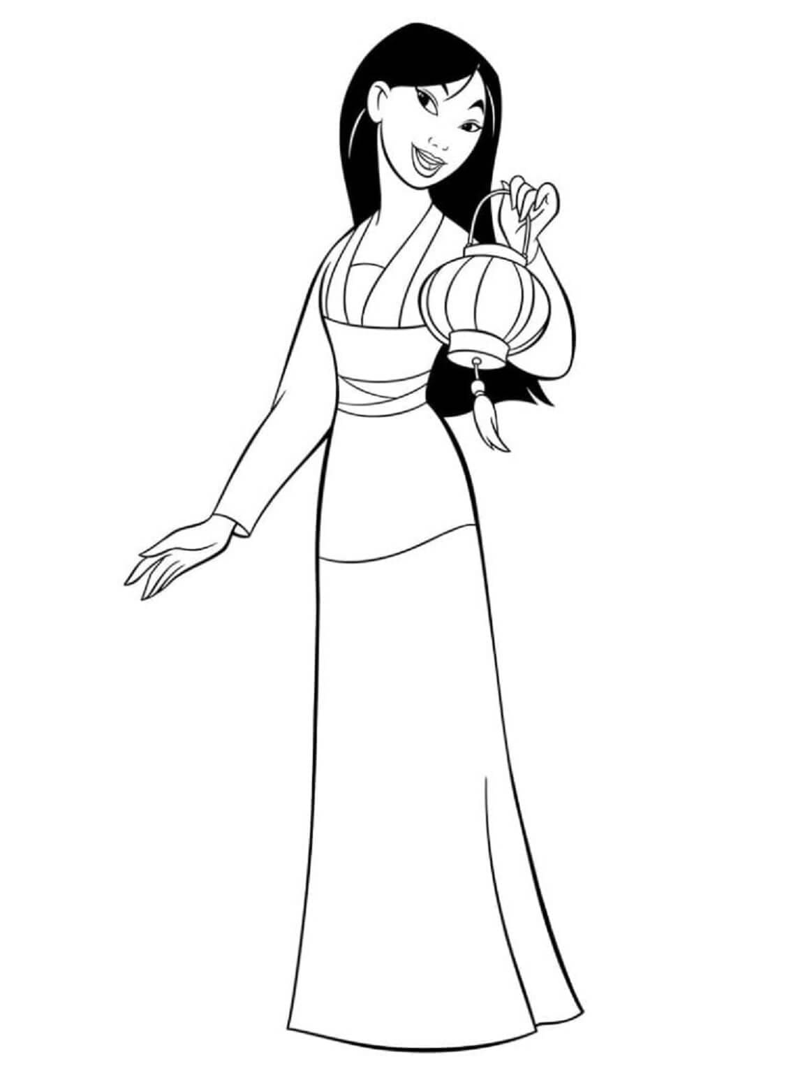 ระบายสี มู่หลานยืนอยู่