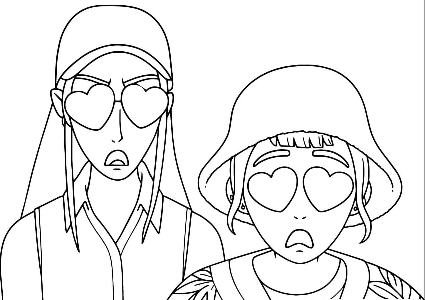 ระบายสี ตัวละครหญิงสองคนจาก เกิร์ลกรุ๊ปนักล่านักล่า