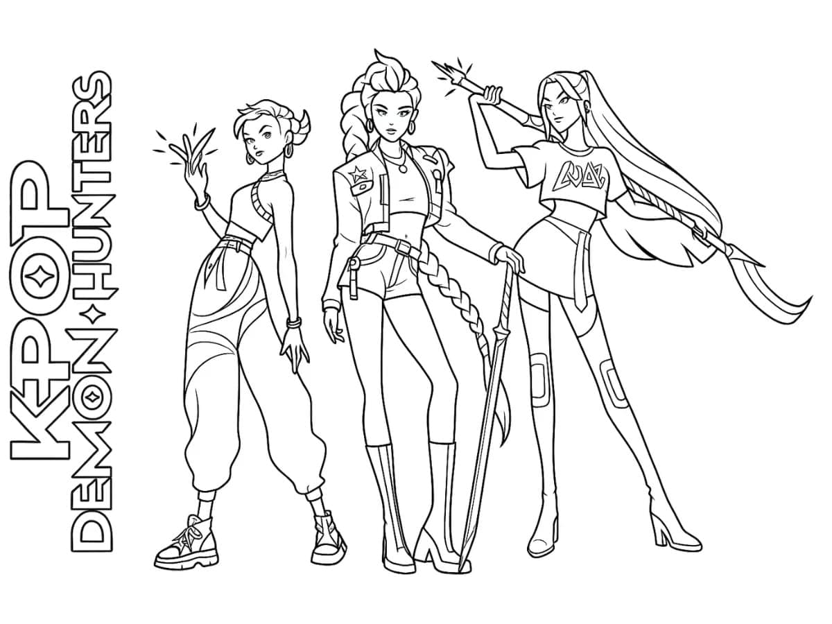 ระบายสี ตัวละครในเกิร์ลกรุ๊ปนักล่านักล่า