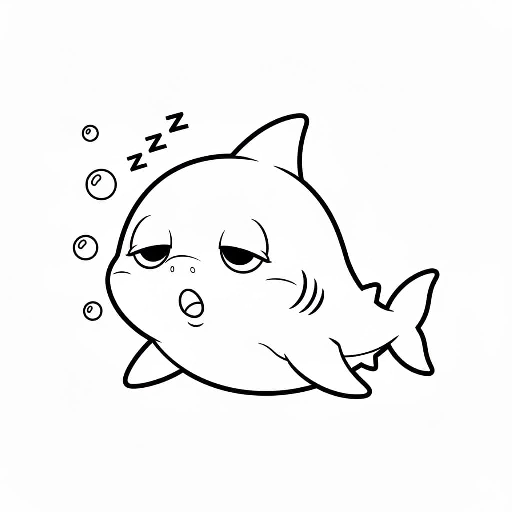 ระบายสี เบบี้ชาร์คง่วงนอน