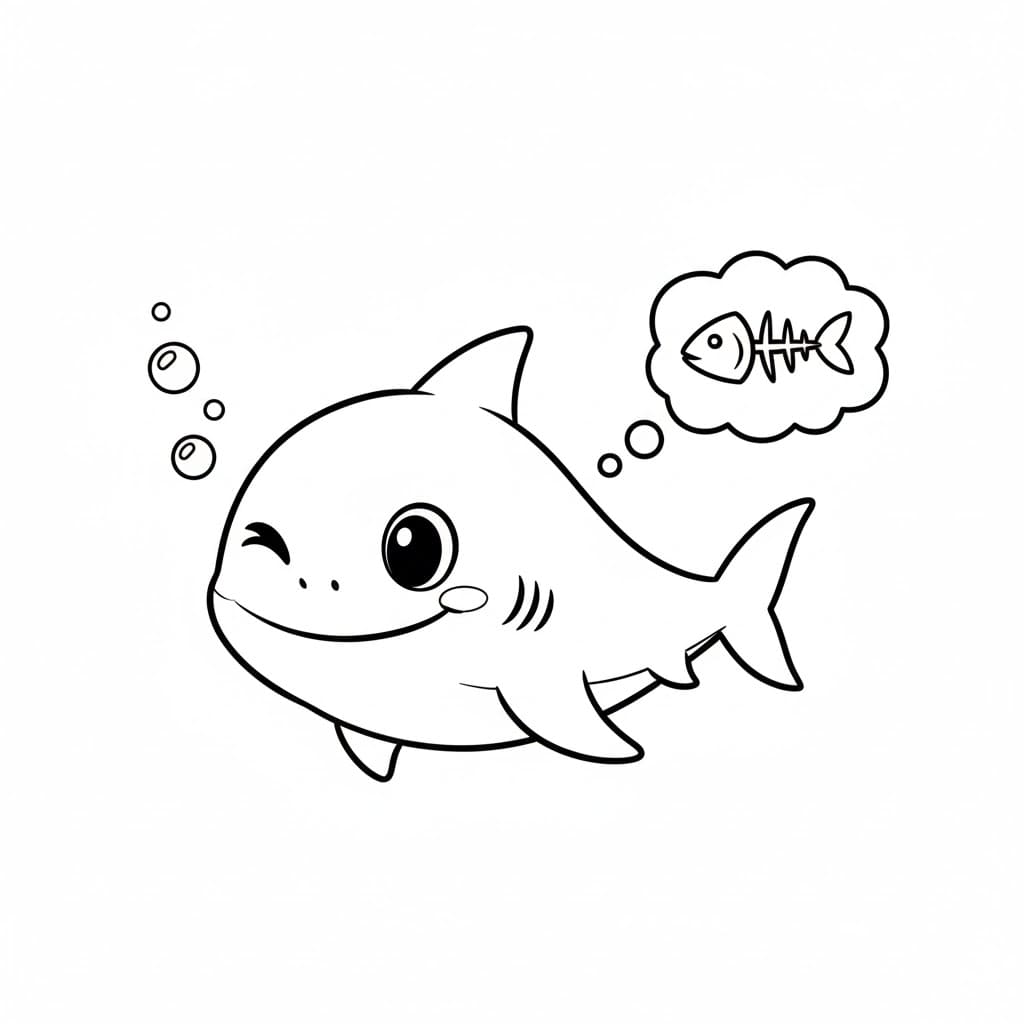 ระบายสี เบบี้ชาร์คกำลังคิด