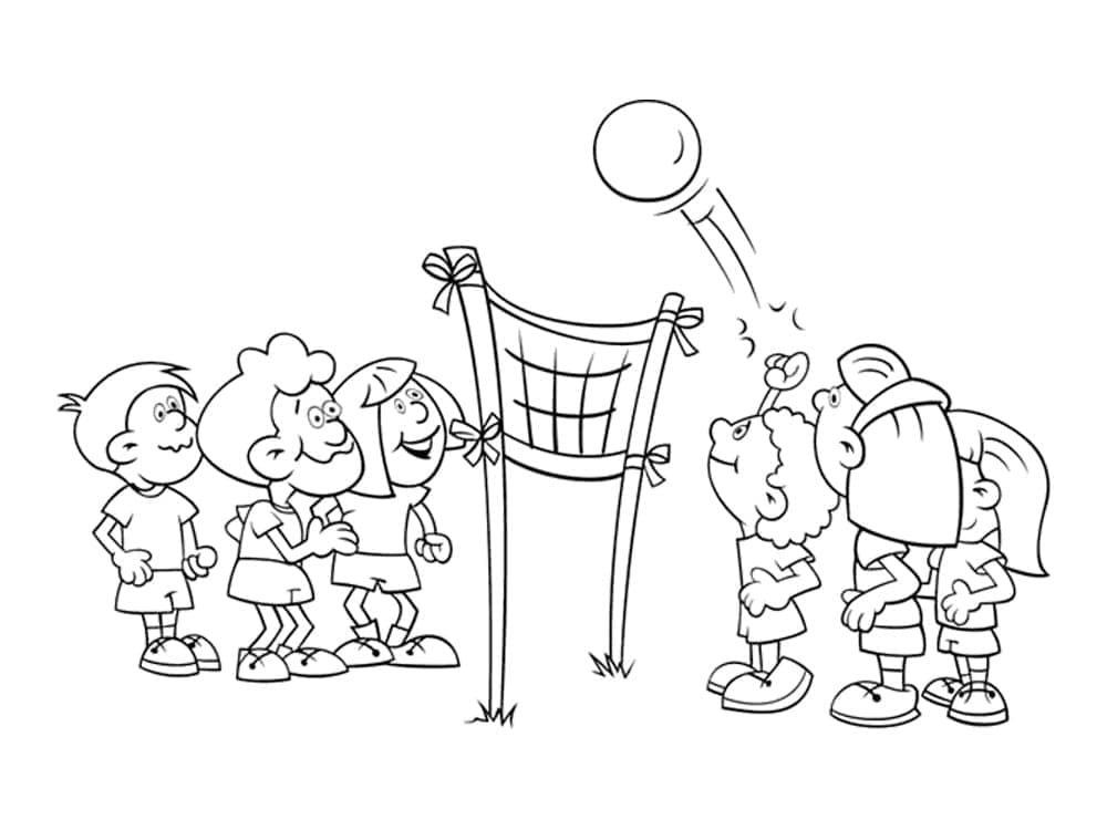 ระบายสี เด็กๆ เล่นวอลเลย์บอล ฟรี