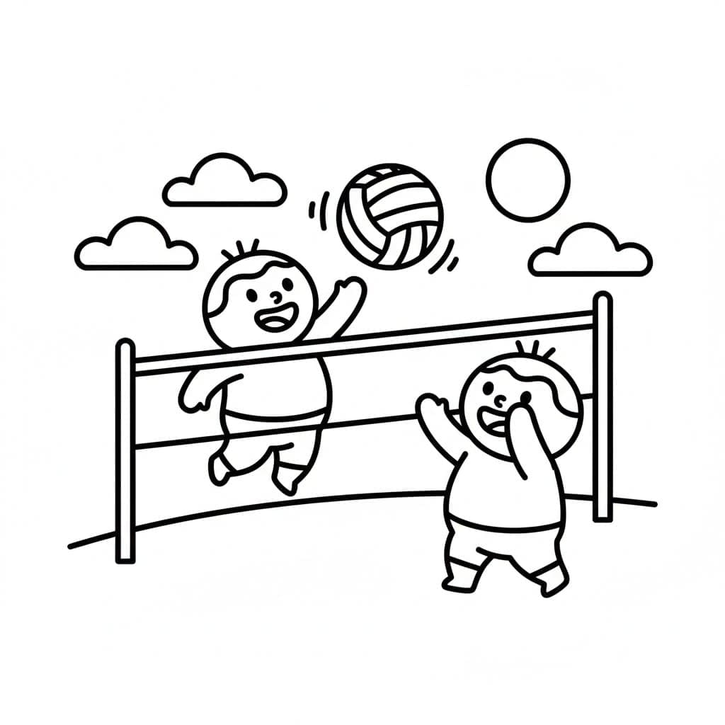 ระบายสี เด็กเล่นวอลเลย์บอล