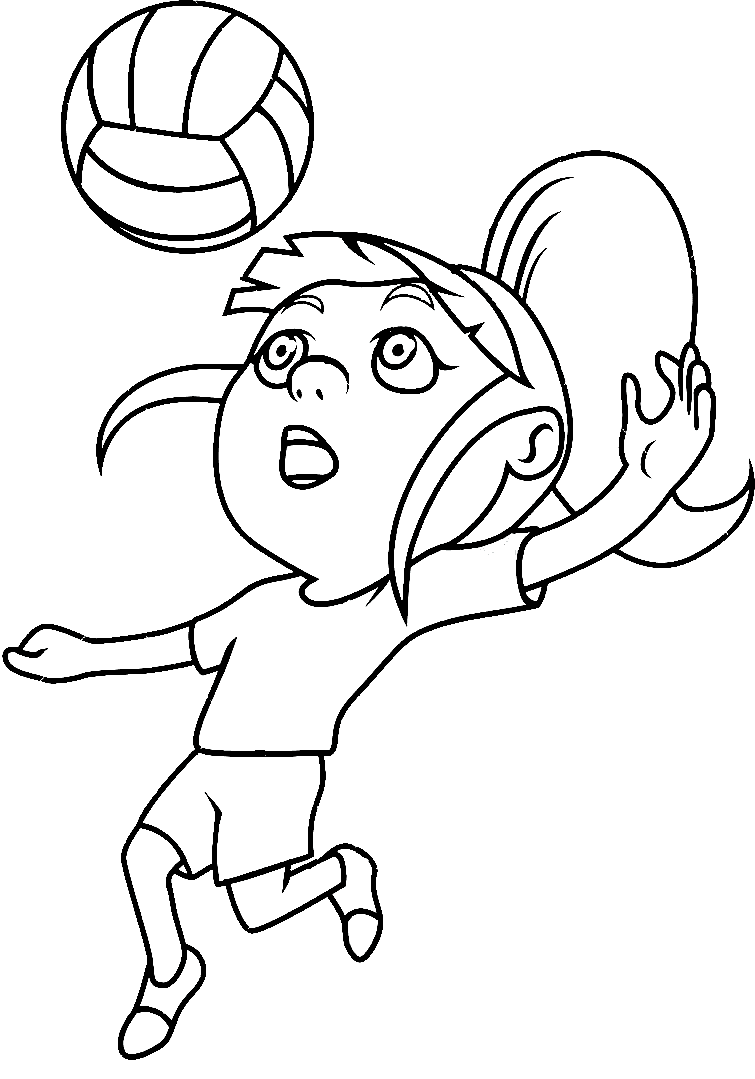ระบายสี การ์ตูนเด็กผู้หญิงเล่นวอลเลย์บอล