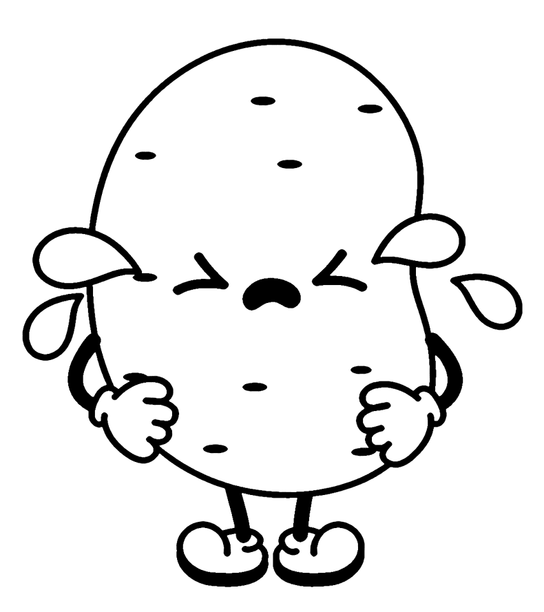 ระบายสี การ์ตูนมันฝรั่งร้องไห้